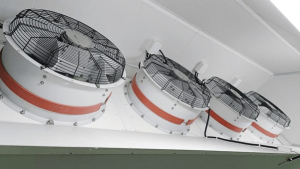 Blast freezer fans working.